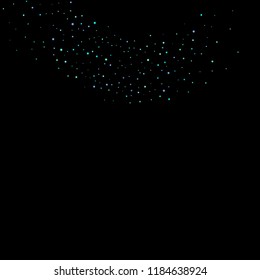 Blue, cyan, turquoise stars, shiny confetti. Scattered little sparkling, glitter elements. Random stellar falling on black background. New Year Christmas background. Vector illustration.