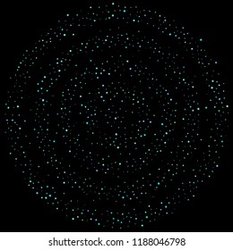 Blue, cyan, turquoise stars, shiny confetti. Scattered little sparkling, glitter elements. Random stellar falling on black background. New Year Christmas background. Vector illustration.