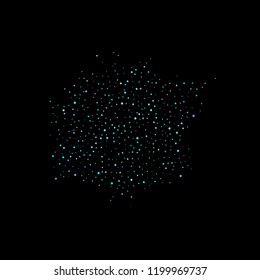 Blue, cyan, turquoise stars, shiny confetti. Scattered little sparkling, glitter elements. Random stellar falling on black background. New Year Christmas background. Vector illustration.