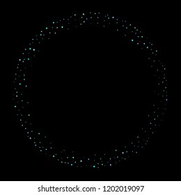 Blue, cyan, turquoise stars, shiny confetti. Scattered little sparkling, glitter elements. Random stellar falling on black background. New Year Christmas background. Vector illustration.