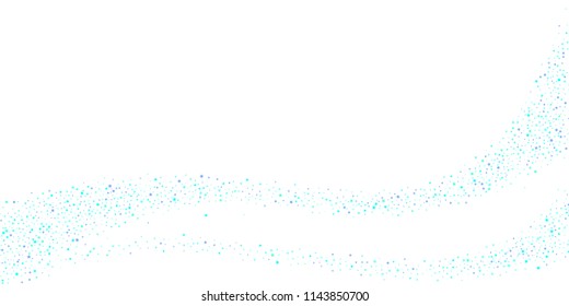 Blue, cyan, turquoise stars, sprocket, shiny confetti. Scattered little sparkling, glitter elements. Random stellar falling on white background. New Year Christmas background. Vector illustration.