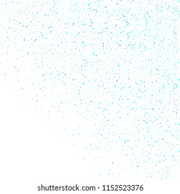 Blue, cyan, turquoise stars, sprocket, shiny confetti. Scattered little sparkling, glitter elements. Random stellar falling on white background. New Year Christmas background. Vector illustration.
