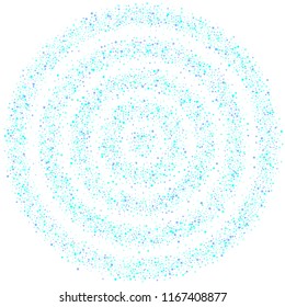 Blue, cyan, turquoise stars, sprocket, shiny confetti. Scattered little sparkling, glitter elements. Random stellar falling on white background. New Year Christmas background. Vector illustration.