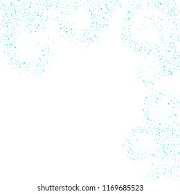 Blue, cyan, turquoise stars, sprocket, shiny confetti. Scattered little sparkling, glitter elements. Random stellar falling on white background. New Year Christmas background. Vector illustration.