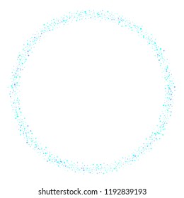Blue, cyan, turquoise stars, sprocket, shiny confetti. Scattered little sparkling, glitter elements. Random stellar falling on white background. New Year Christmas background. Vector illustration.