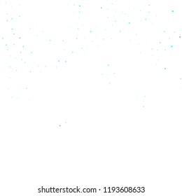 Blue, cyan, turquoise stars, sprocket, shiny confetti. Scattered little sparkling, glitter elements. Random stellar falling on white background. New Year Christmas background. Vector illustration.