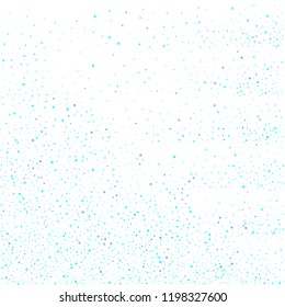 Blue, cyan, turquoise stars, sprocket, shiny confetti. Scattered little sparkling, glitter elements. Random stellar falling on white background. New Year Christmas background. Vector illustration.