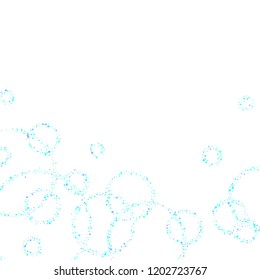 Blue, cyan, turquoise stars, sprocket, shiny confetti. Scattered little sparkling, glitter elements. Random stellar falling on white background. New Year Christmas background. Vector illustration.