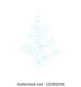 Blue, cyan, turquoise stars, sprocket, shiny confetti. Scattered little sparkling, glitter elements. Random stellar falling on white background. New Year Christmas tree background. Vector illustration