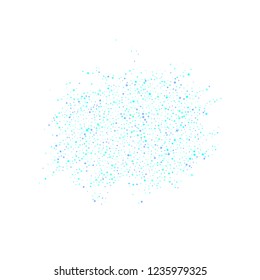 Blue, cyan, turquoise stars, sprocket, shiny confetti. Scattered little sparkling, glitter elements. Random stellar falling on white background. New Year Christmas background. Vector illustration.
