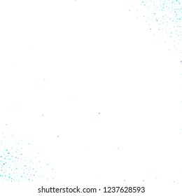 Blue, cyan, turquoise stars, sprocket, shiny confetti. Scattered little sparkling, glitter elements. Random stellar falling on white background. New Year Christmas background. Vector illustration.