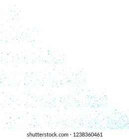 Blue, cyan, turquoise stars, sprocket, shiny confetti. Scattered little sparkling, glitter elements. Random stellar falling on white background. New Year Christmas background. Vector illustration.