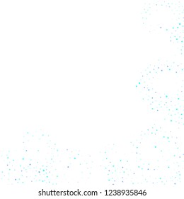 Blue, cyan, turquoise stars, sprocket, shiny confetti. Scattered little sparkling, glitter elements. Random stellar falling on white background. New Year Christmas background. Vector illustration.