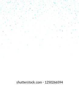 Blue, cyan, turquoise stars, sprocket, shiny confetti. Scattered little sparkling, glitter elements. Random stellar falling on white background. New Year Christmas background. Vector illustration.