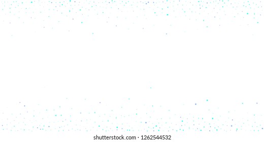 Blue, cyan, turquoise stars, sprocket, shiny confetti. Scattered little sparkling, glitter elements. Random stellar falling on white background. New Year Christmas background. Vector illustration.