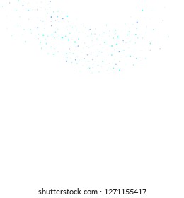 Blue, cyan, turquoise stars, sprocket, shiny confetti. Scattered little sparkling, glitter elements. Random stellar falling on white background. New Year Christmas background. Vector illustration.