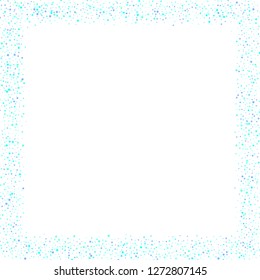 Blue, cyan, turquoise stars, sprocket, shiny confetti. Scattered little sparkling, glitter elements. Random stellar falling on white background. New Year Christmas background. Vector illustration.