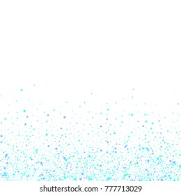 Blue, cyan, turquoise stars, sprocket, shiny confetti. Scattered little sparkling, glitter elements. Random stellar falling on white background. New Year Christmas background. Vector illustration.