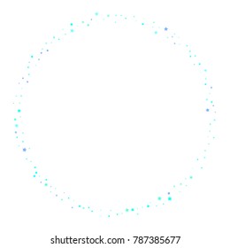 Blue, cyan, turquoise stars, sprocket, shiny confetti. Scattered little sparkling, glitter elements. Random stellar falling on white background. New Year Christmas background. Vector illustration.