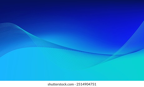 Azul e linhas onduladas ciano misturadas com azul ciano gradiente malha abstrato fundo bom para papel de parede ou banner