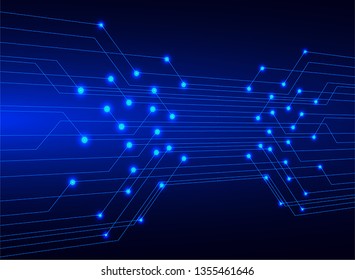 Blue cyber circuit future technology concept background