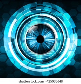 blue Cyber eye digital data technology background