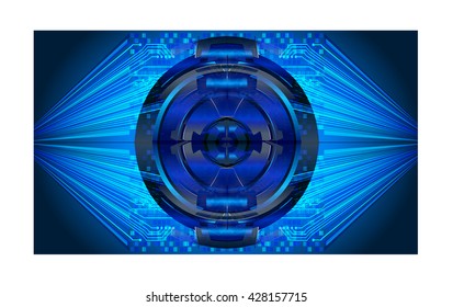 blue Cyber eye digital data technology background
