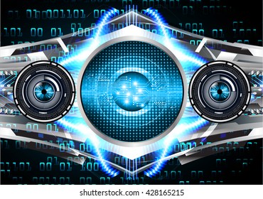 blue Cyber eye digital data technology background