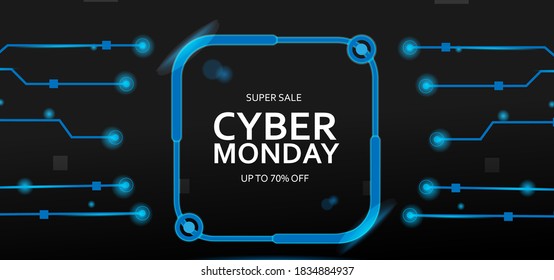 Blue cyber monday background design vector for promotional business