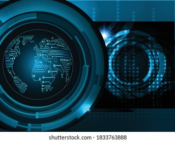 blue cyber security concept background, world map vector