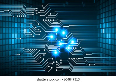 Blue cyber security concept background. Circuit