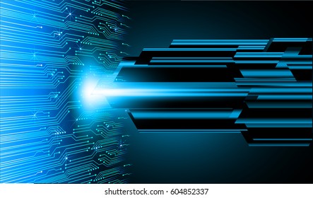 Blue cyber security concept background. Circuit