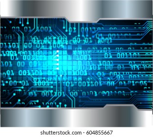 Blue cyber security concept background. Circuit