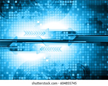 Blue cyber security concept background. Circuit