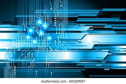 Blue cyber security concept background. Circuit