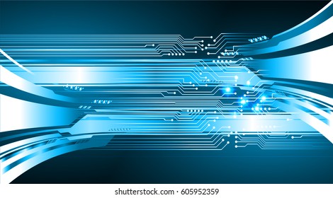Blue cyber security concept background. Circuit