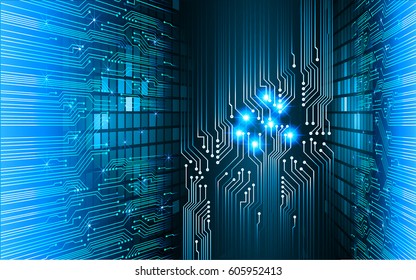 Blue cyber security concept background. Circuit