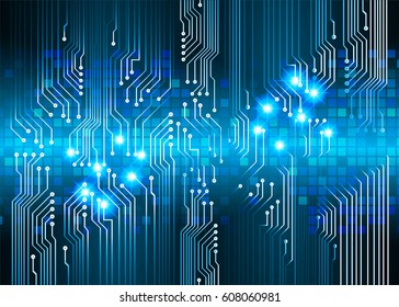 Blue cyber security concept background. Circuit