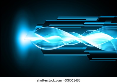 Blue cyber security concept background. wave. Circuit