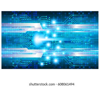 Blue cyber security concept background. Circuit