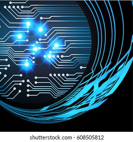 Blue cyber security concept background. Circuit