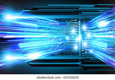 Blue cyber security concept background. Circuit