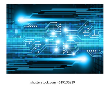 Blue cyber security concept background. Circuit