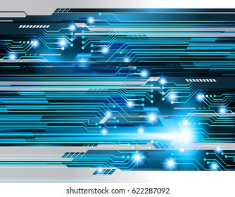 Blue cyber security concept background. Circuit