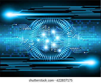Blue cyber security concept background. Circuit