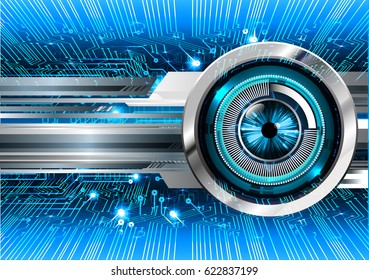 Blue cyber security concept background. Circuit