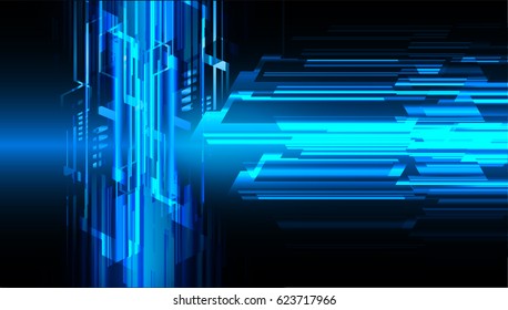 Blue cyber security concept background. Circuit