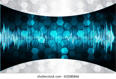 blue Cyber wave digital data technology background