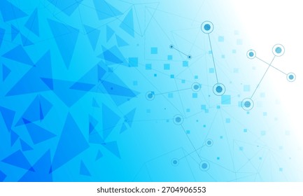 blue cyberspace triangle shapes with polygon line circuit connecting networking abstract high technology background