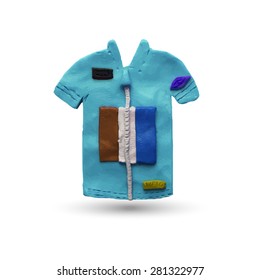 Blue Cycling Jersey. Vector illustration. Plasticine modeling